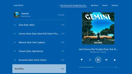 Pandora Music for TV screenshot